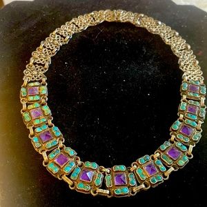 I Of a kind , vintage necklace. Sterling silver  ,turquoise balls ,amethyst.